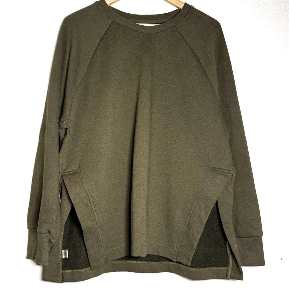 Lou and Grey Sweater  Womens XL Pullover Oversized Top Olive Knit Cotton Blend